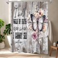 thumbnail image 2 of Brown Floral Bible Verse Quotes Wood Shower Curtain, Tan Rustic Flowers Butterfly Shower Curtains for Chic Vintage Bathroom Decor, Modern Christian Scripture Shower Curtain, 72x72 Inch, 2 of 5
