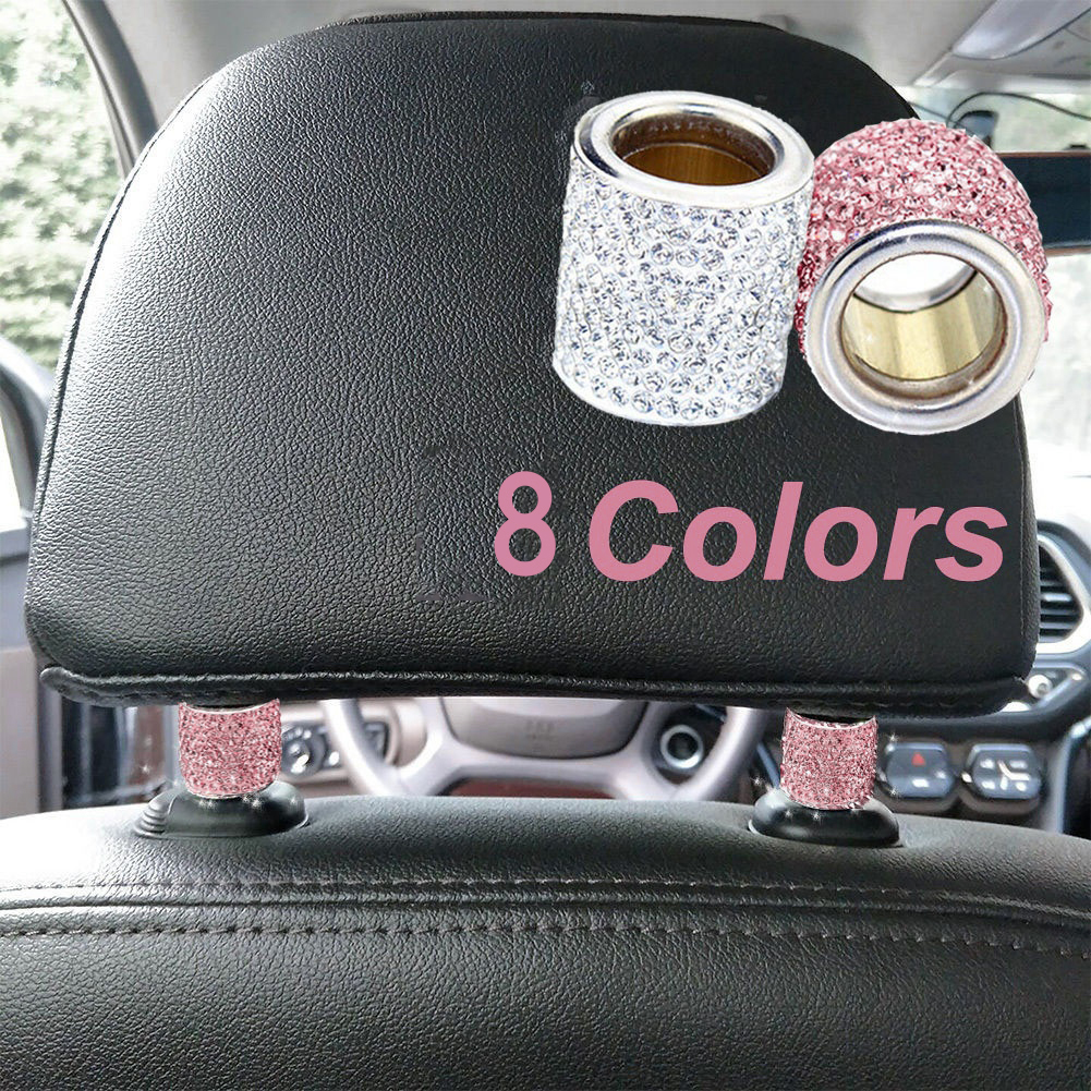 XWQ 2Pcs Fashion Car Headrest Collar Bling Crystal Auto Seat Ring Interior  Decoration
