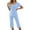 Light Blue1, variant on Plebaso Women's 2 Piece Capri Pajama Sets Pjs V Neck Short Sleeve Tops and Capris Pants Lounge Sets