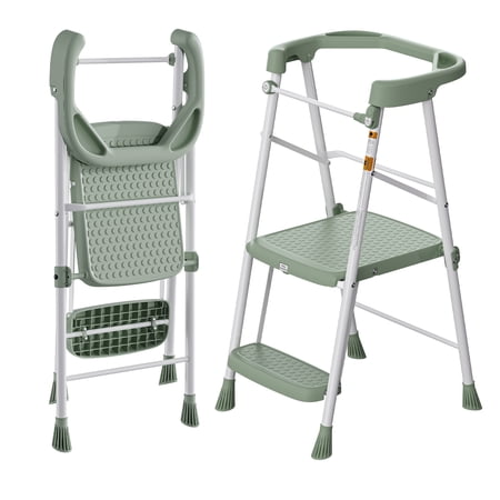 LevLad Toddler Kitchen Step Stool Helper for Kids, Foldable Learning Standing Tower for Kitchen Counter, Bathroom, Green