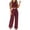 Wine, variant on Admvng Two Piece Sets For Women Casual Solid Color Blouse and Pants Summer Travel Vacation Outfits Lounge Set S-5XL