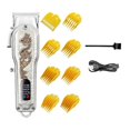 thumbnail image 1 of Cortapelos profesional inalámbrico con pantalla LCD, recortadora eléctrica recargable por USB para hombre (Blanco y dorado), 1 of 5