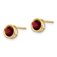 thumbnail image 2 of Primal Gold 14 Karat Yellow Gold 5mm Bezel Garnet Stud Earrings, 2 of 5