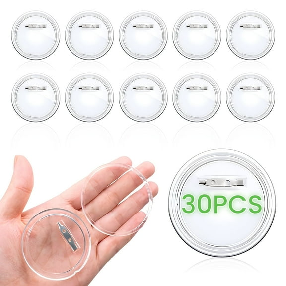 Acrylic Button Pin Badge Clear Blank Badge Kit for DIY Badges Crafts Supplies 30 Pcs