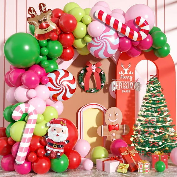 Kit de Arco de Globos Biapian Rojo Rosa Verde Látex para Navidad