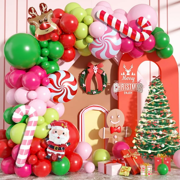 Kit de Arco de Globos Biapian Rojo Rosa Verde Látex para Navidad