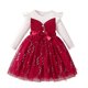 thumbnail image 1 of Vestido de Manga Larga para Niñas con Nudo de Arco Y Cinturón, de Moda de Color Sólido de Malla de Manga Larga para Niños 3-10 Años, 1 of 9