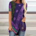thumbnail image 1 of Puntoco Mujer Moda Casual Retro Impresión Blusa Cuello Redondo Manga Corta Camiseta tops Puntoco Puntoco-1678, 1 of 4