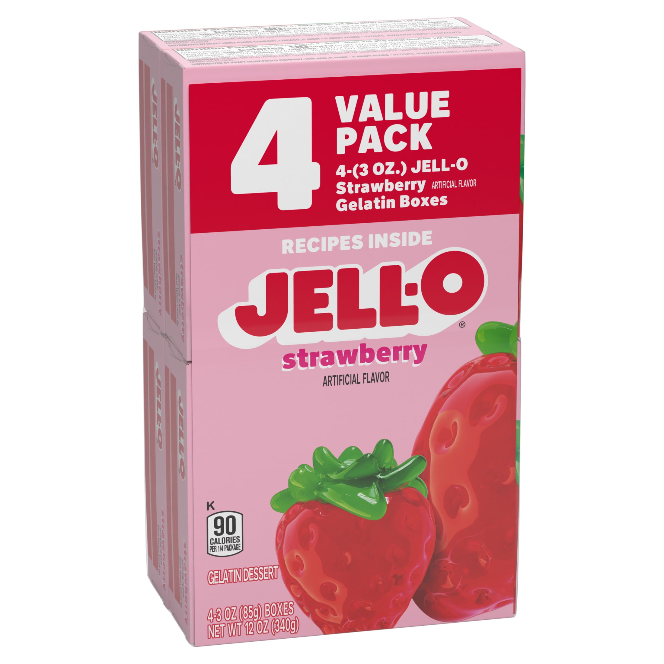 (6 pack) Jell-O Strawberry Gelatin Dessert Mix Value Pack, 4 Count Pack, 3 oz Boxes