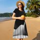 thumbnail image 4 of Balery Black White Fluid Sculpture Vestidos sueltos de manga corta para mujer, vestidos de verano 2025, vestidos casuales de corte A con vuelo., 4 of 6