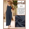 thumbnail image 2 of Ekouaer Jumpsuits for Women Loose Sleeveless Adjustable Spaghetti Strap Romper Stretchy Wide Leg Pants Outfits with Pockets, 2 of 6