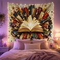 thumbnail image 2 of Antique Book Stack Illustration Tapestry Wall Hanging, 2 of 7