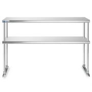 GRIDMANN NSF Stainless Steel Commercial Kitchen Prep & Work Table Plus A 2 Tier Shelf - 48 in. x 12 in.