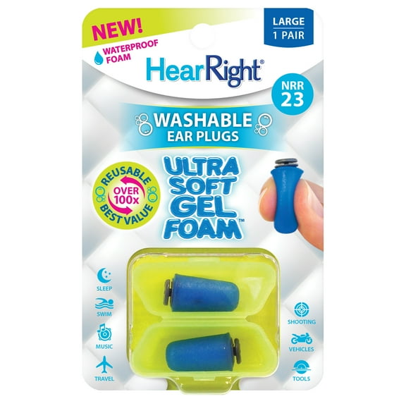 HearRight Ultra Soft GelFoam Ear Plugs, 1 Pair
