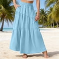 thumbnail image 2 of yillto Women's Summer Midi Skirt A Lined Flowy with Pockets Elastic High Waist Beach Vacation Skirts, 2 of 6