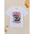 thumbnail image 3 of Camiseta divertida con diseño de mapache, bandera estadounidense del 4 de julio, patriótica pero gratuita, divertida y estética para niños. Camisetas populares para niños. Camisetas de tendencia par, 3 of 8