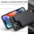 thumbnail image 2 of Fun-Casery for iPhone 14 Case with Card Holder, RFID Blocking Wallet Case Durable PU Leather Kickstand Slim Heavy Duty Shockproof Protective Case for iPhone 14,Black, 2 of 9
