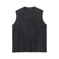 thumbnail image 2 of Black Oversized Gothic Graphic Tank Top - Vintage Washed Cotton, Loose Fit, Y2K Streetwear Aesthetic, 2 of 6