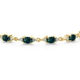 thumbnail image 2 of Gem Stone King 18K Yellow Gold Plated Silver Green Simulated Opal and White Moissanite Tennis Bracelet for Women (6.91 Cttw, Gemstone Birthstone, Oval/Cabochon 6X4MM, 6.5 inch), 2 of 5
