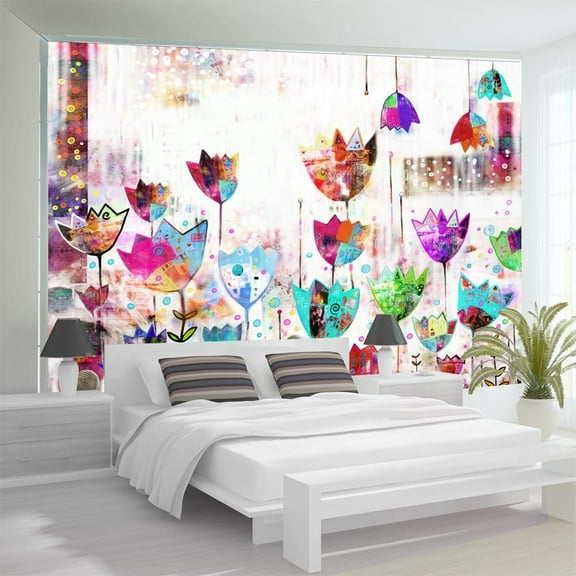 Tiptophomedecor Floral Wallpaper Wall Mural - Colorful Tulips