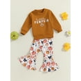 thumbnail image 3 of Toddler Baby Girl Halloween Clothes Pumpkin Outfits Set Pullover Sweatshirt Tops+Flare Pants Fall Winter Baby Clothes, 3 of 8