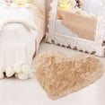 thumbnail image 2 of Unique Bargains Heart Shaped Faux Fur Shag Area Rug 2.3Ft x 3Ft Khaki, 2 of 8