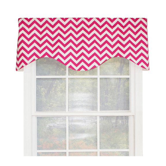 RLF Home Zig Zag Cornice 100% Cotton with Fully Lined 3" Rod Pocket Valnance for Windows 50" x 17" Lipstick