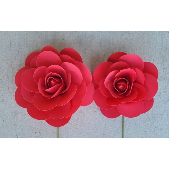 13" & 16" Foam Backdrop Flowers for Beautiful Room Wall Decoration Red (2 Pieces)