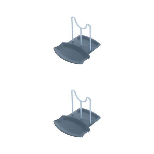 Inteprter Estante para tapas de ollas, organizador de cocina estable multifuncional, cucharas sin perforaciones, soporte para almohadilla, Azul oscuro 2piezas