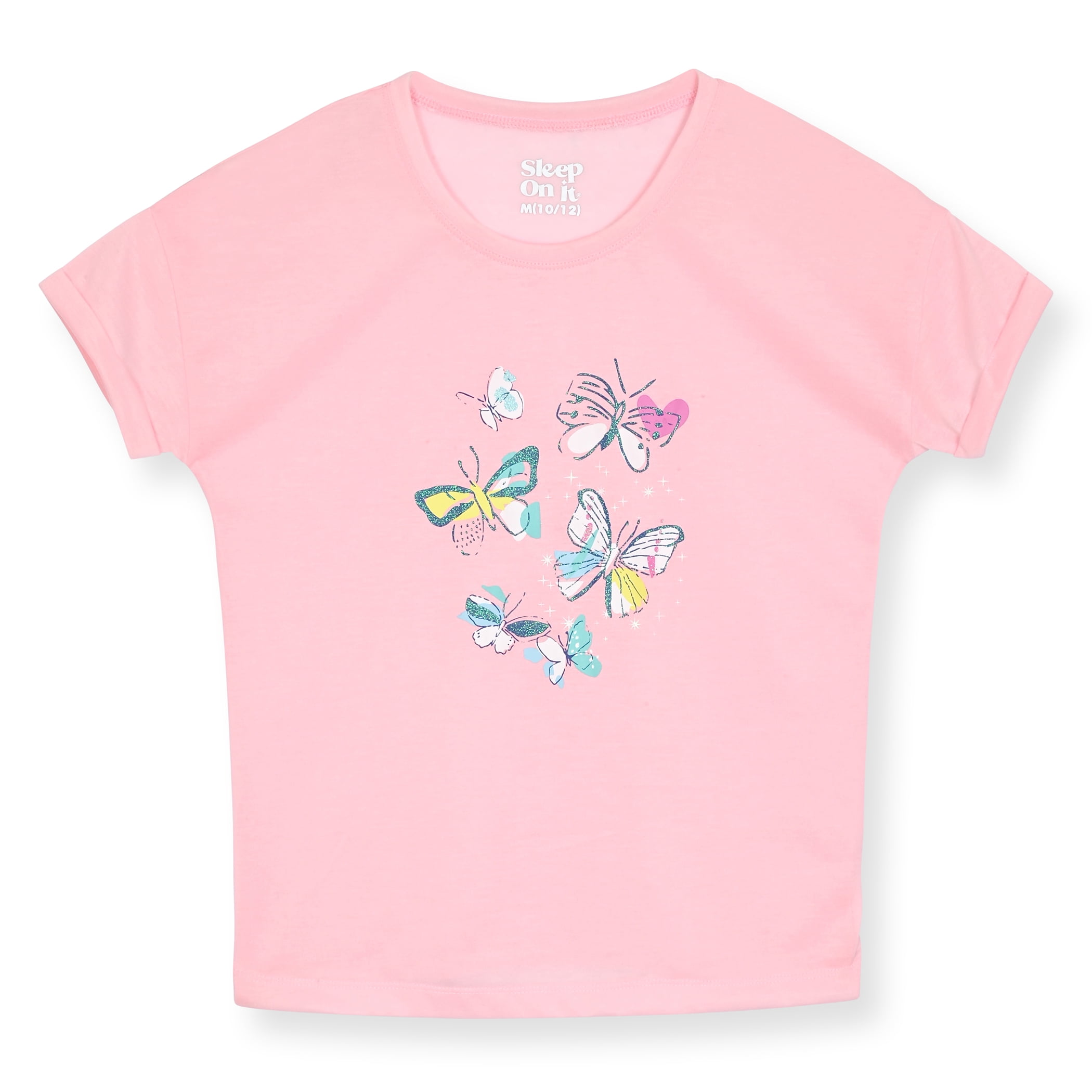 Sleep On It Girls Short Sleeve Top & Shorts, 2-Piece Pajama Set, Sizes 7-16