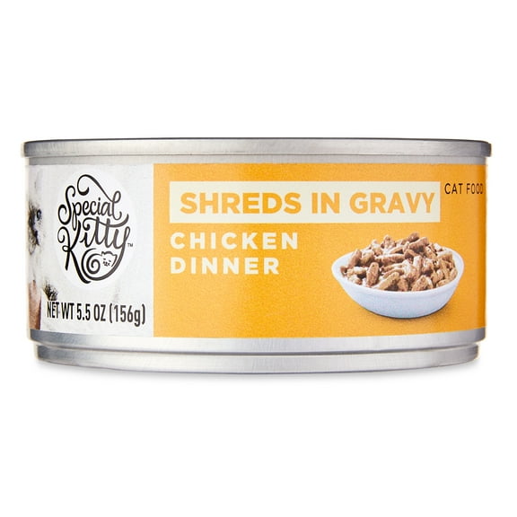 Special Kitty Chicken Dinner Shreds in Gravy Wet Cat Food, 5.5 oz Can