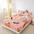 thumbnail image 4 of jejeloiu Cute Ghost Pumpkin Twin Sheet Sets,Rustic Flower Floral Twin Fitted Sheet,Black Spooky Bats Flat Sheet,Lightweight Room Decoration,3pcs, 4 of 7