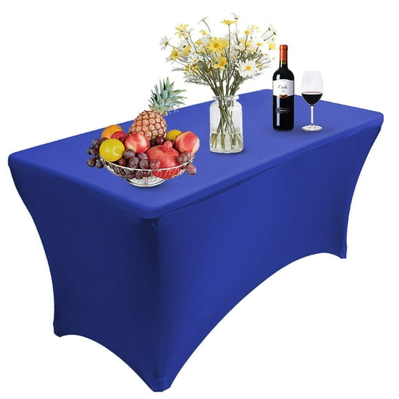 Reliancer 1 Pack 6Ft Rectangular Spandex Table Cover Four-Way Tight Fitted Stretch Tablecloth Table Cloth For Outdoor Party Dj Tradeshow Banquet Vendor Wedding Celebration (1Pc 6Ft Royal Blue)