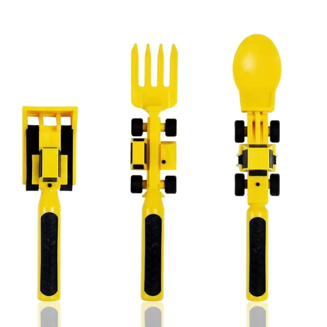 Bulldozer, excavadora, pala, tenedor de 3 piezas y plato de la pala de la vajilla del coche para niños seitruly FN000712-02B