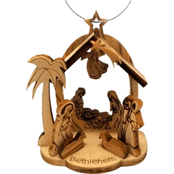 Holy Land Olive Wood Nativity Grotto - Small