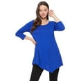 thumbnail image 2 of Women's Solid Basic Casual Side Button Trim Round Neck Blouse Shirt Tunic Top, 2 of 5