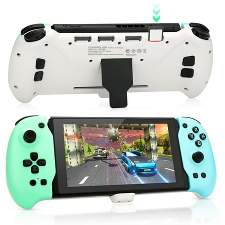 TSV Wireless Controller Fit for Nintendo Switch/OLED Joy-Con Handheld Mode, Ergonomic Replacement Grips for Switch Pro Controller with 6-Axis Gyro, Dual Motor Vibration, Turbo, Back Mapping