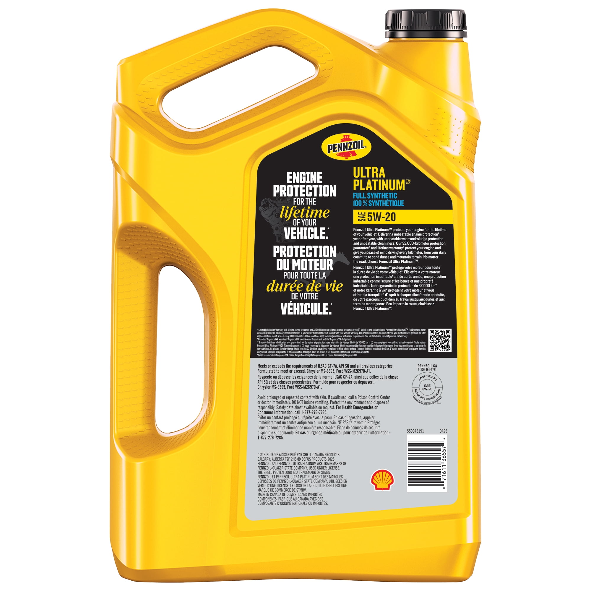 Pennzoil Ultra Platinum Full Synthetic 5W-20 Motor Oil, 5 Litre (3 Pack)