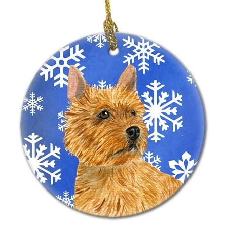 Norwich Terrier Winter Snowflakes Holiday Christmas Ceramic Ornament SS4637