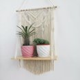 thumbnail image 4 of Estante colgante de pared de macramé, organizador de estante colgante flotante de madera de un solo nivel, decoración de pared, 4 of 5