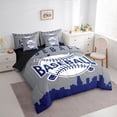 thumbnail image 3 of Homewish Grey Blue Sports Bedding Comforter Set 7pcs, Cartoon Baseball Game King Bedding Sets, Teens Kids Boys Girls Reversible Bed Sheets, Luxury Bedroom Decor, 3 of 7