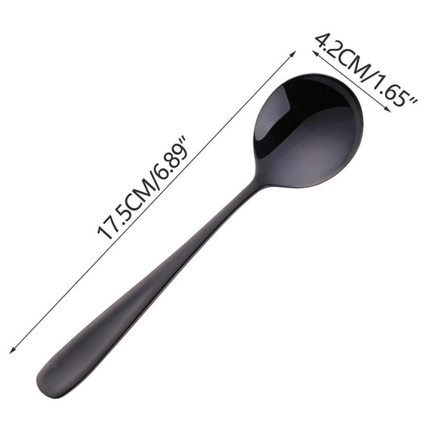 Cucharas de Sopa Cuchara Redonda de Mango Plano de Acero Inoxidable 304, Cuchara de Comedor Gruesa Y Cuchara de Sopa para Uso Doméstico