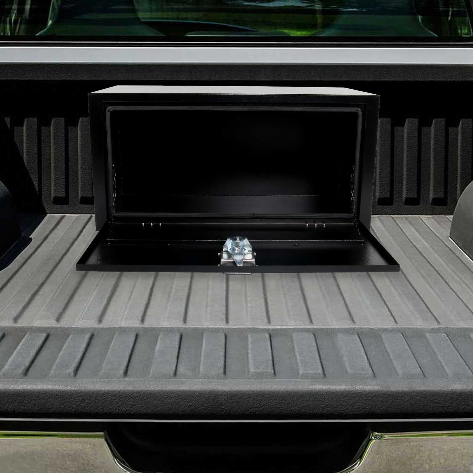 FGJQEFG 36 Inch Steel Trailer Box Truck Tool Box for Trucks Beds RV ATV Pickup Black 36x18x18 Inch