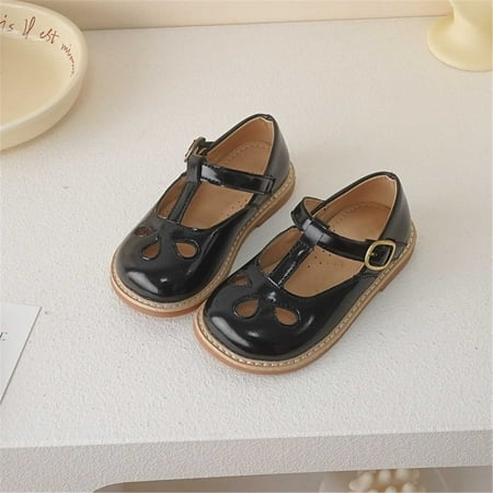 

NIUREDLTD Toddler Kids Grils Dress Shoes Girls Small Leather Shoes Hollow Breathable Princess Shoes Dress Shoes Little Child Big Kids PU Leather Princess Shoes Black 30