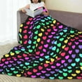 thumbnail image 6 of Honeii Rainbow Hearts Print Fleece Blanket - Throw Blanket for Bed, Sofa, Couch, Camping, and Travel , Microplush Ultra Soft Warm Blanket-50"x40", 6 of 7