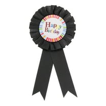 Uxcell Birthday Ribbon, Award Ribbon Brooch Birthday Pin Tinplate Badge Button Pin for Party Decorations Celebration Accessory, Black