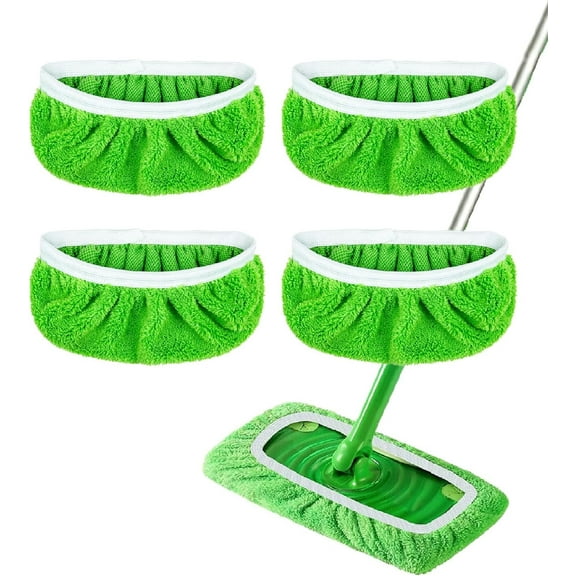 4 Pack Reusable Microfiber Mop Pads for - Wet & Dry Cleaning Cloths - Mop Head Replacement Washable Refills for Household Floors