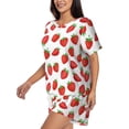 thumbnail image 2 of "Wukai Strawberries Women's Pajama Set - Short-Sleeve Top and Shorts with Elastic Waistband and Pockets for Loungewear, Yoga, and Casual Wear-Medium, 2 of 8