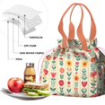 thumbnail image 4 of Pioneer Flower Drawstring Lunch Bag Women - Drawstring Lunch Bag Insulated for Work Office - Stain-Resistant Large Lunchbags for Women with Multi-Pockets, 4 of 6