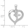 thumbnail image 3 of FB Jewels Sterling Silver Rhodium-plated Heart w/CZ Cross Pendant, 3 of 3